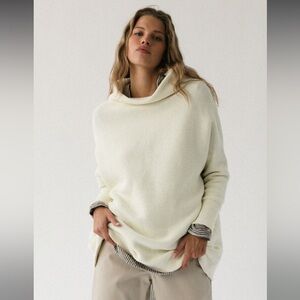Free People Ivory Ottoman Tunic Mockneck Sweater Size XS